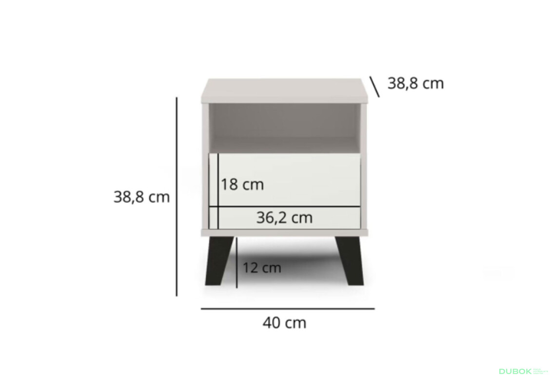 Fotografie 7 - Noční stolek Borg 1s kašmír / bílý