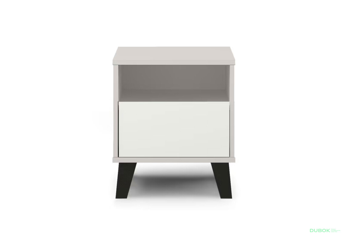 Noční stolek Borg 1s kašmír / bílý