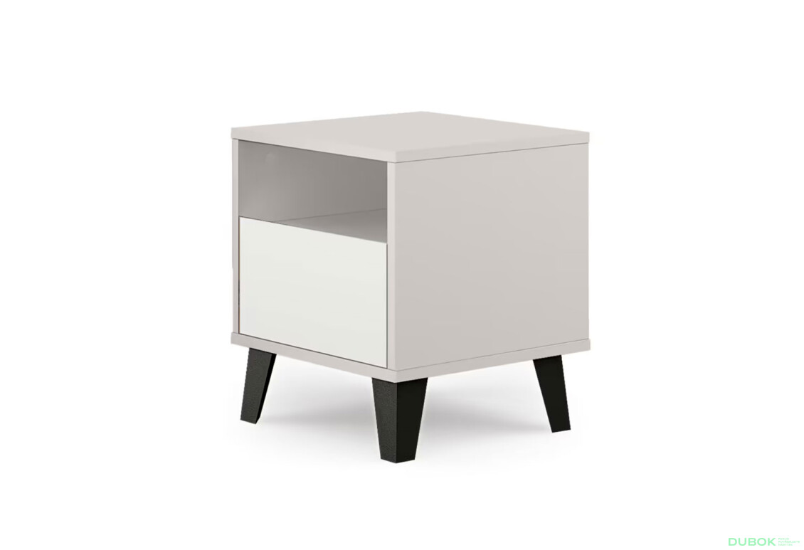 Fotografie 3 - Noční stolek Borg 1s kašmír / bílý