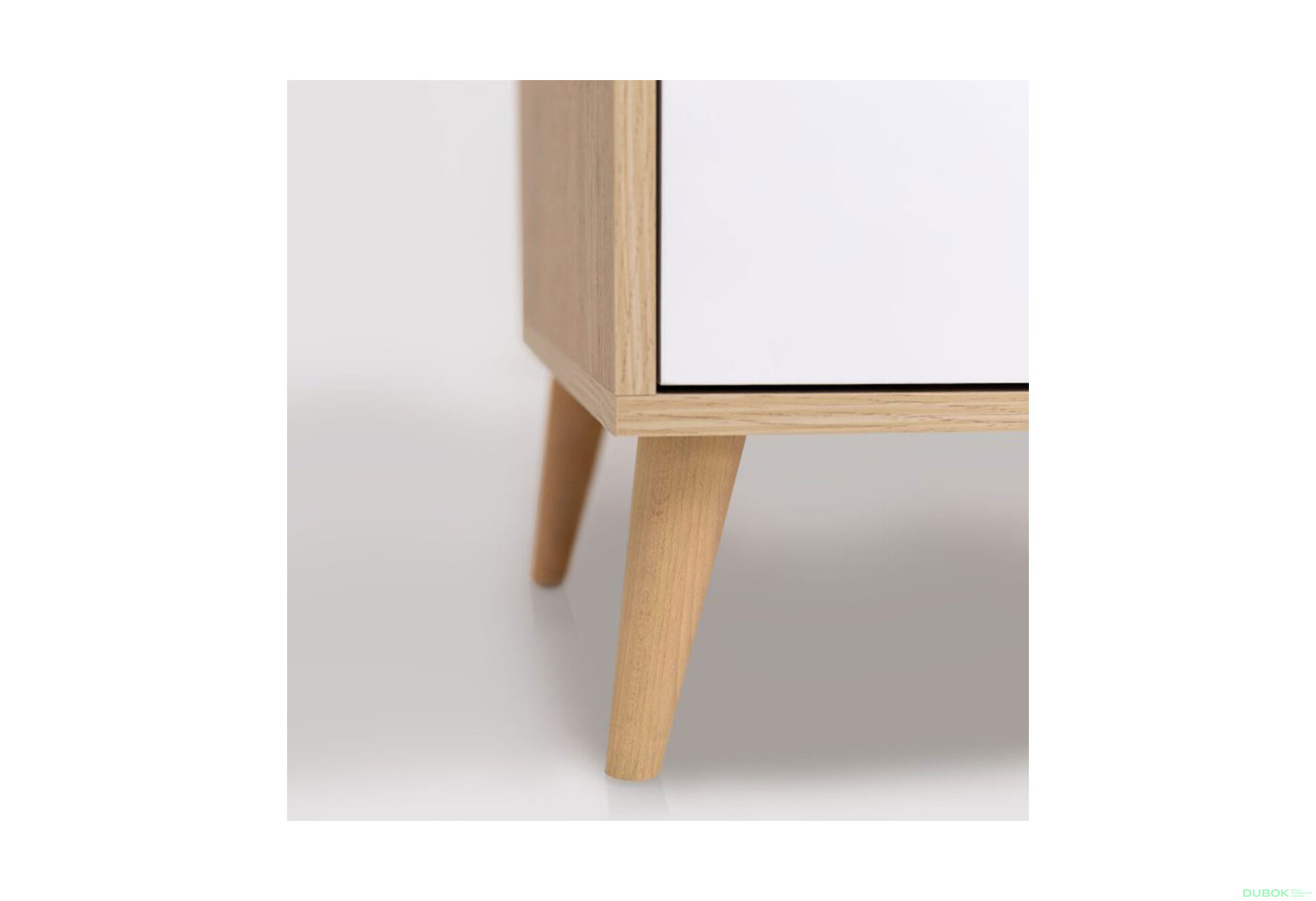 Fotografie 5 - Komoda s 1 dveřmi a 3 zásuvkami lesklá bílá / dub cremona Olivia