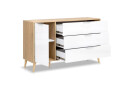 Fotografie 3 - Komoda s 1 dveřmi a 3 zásuvkami lesklá bílá / dub cremona Olivia