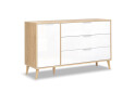 Fotografie 1 - Komoda s 1 dveřmi a 3 zásuvkami lesklá bílá / dub cremona Olivia