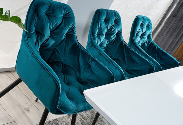 Židle Cherry Velvet tyrkysový Bluvel 85, matná černá kov