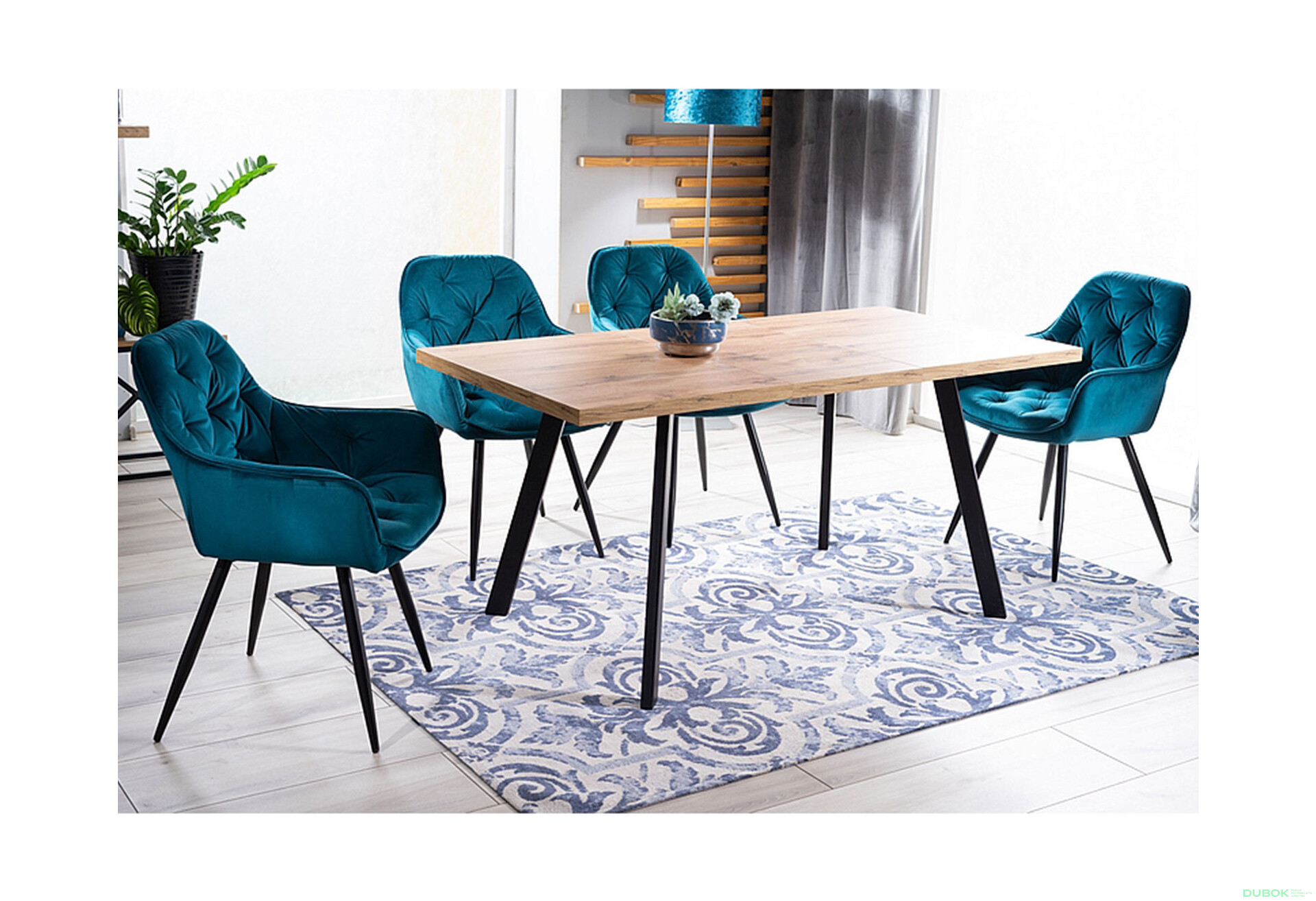 Fotografie 6 - Židle Cherry Velvet tyrkysový Bluvel 85, matná černá kov