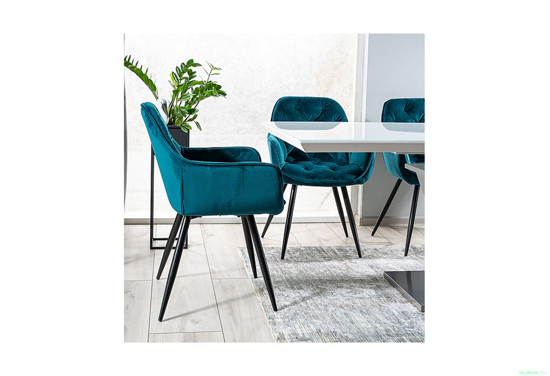Fotografie 4 - Židle Cherry Velvet tyrkysový Bluvel 85, matná černá kov