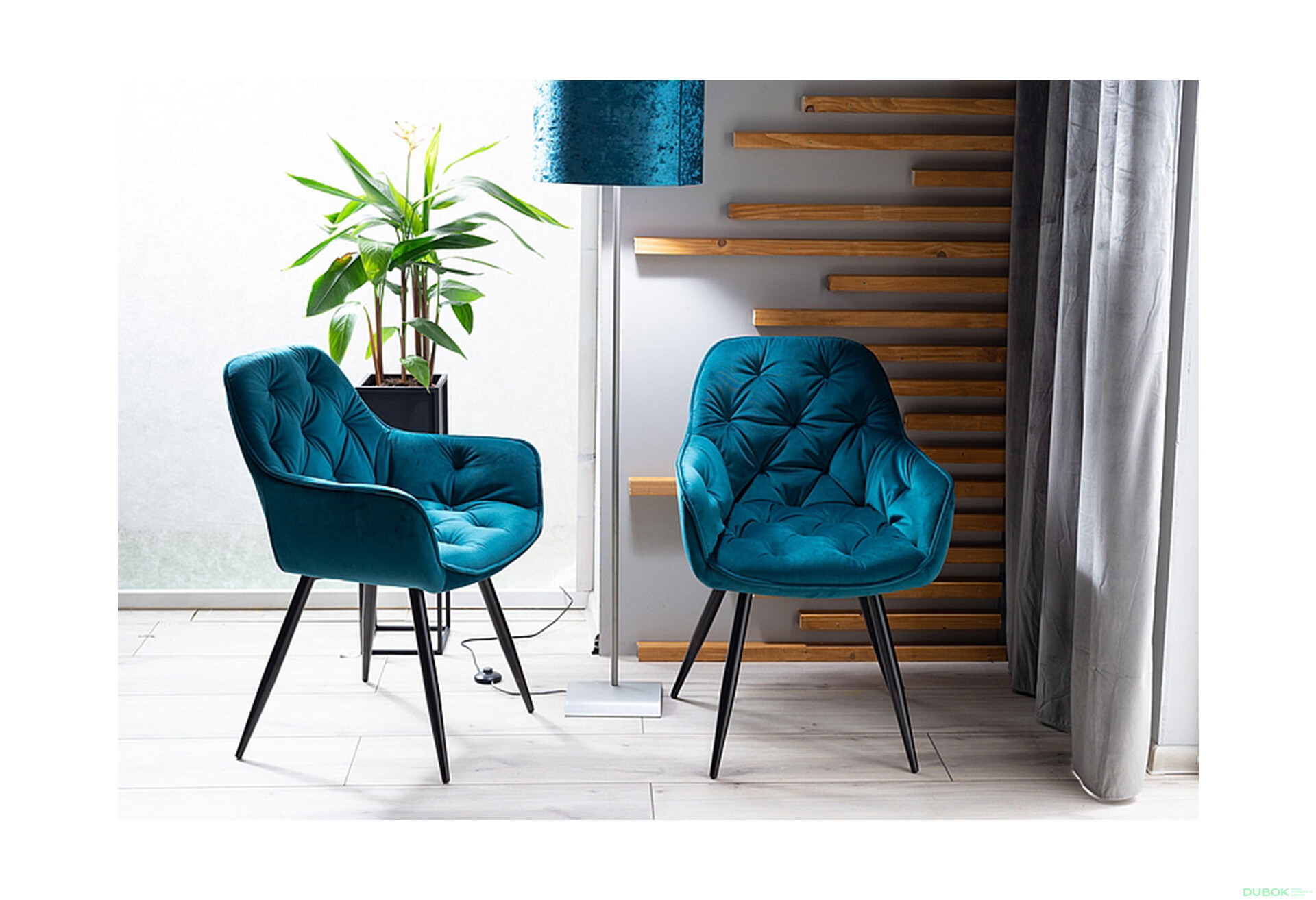 Fotografie 7 - Židle Cherry Velvet tyrkysový Bluvel 85, matná černá kov