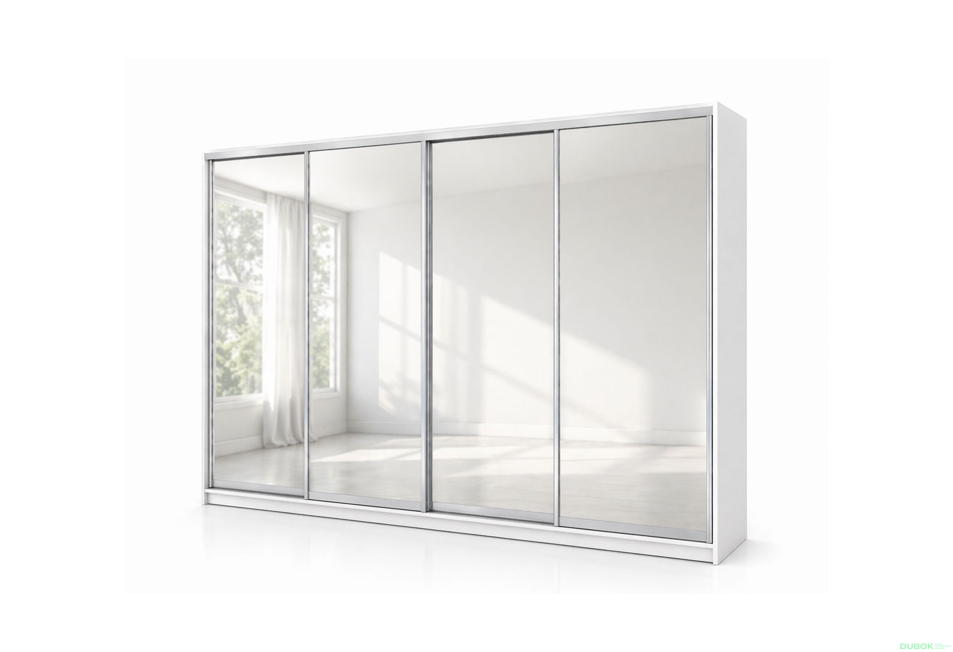 Fotografie 1 - Skříň s posuvnými dveřmi 2400x3000x600 4 zrcadla nymphea alba, profil stříbrný
