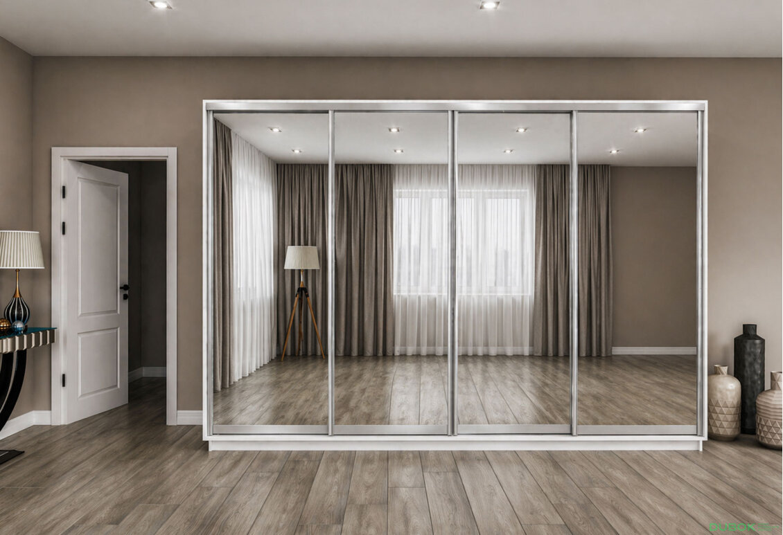 Fotografie 2 - Skříň s posuvnými dveřmi 2400x3000x600 4 zrcadla nymphea alba, profil stříbrný