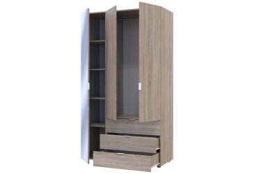 Skříň třídveřová se zrcadlem Gelar 116.5 cm Dub sonoma