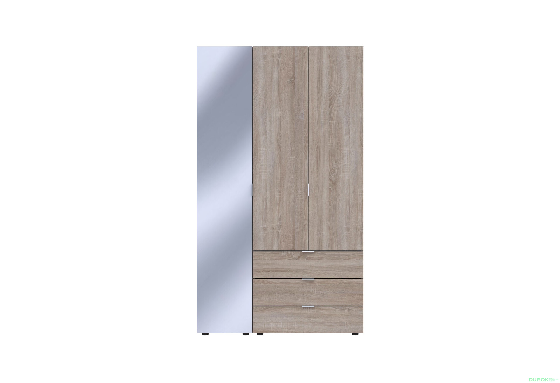Fotografie 3 - Skříň třídveřová se zrcadlem Gelar 116.5 cm Dub sonoma