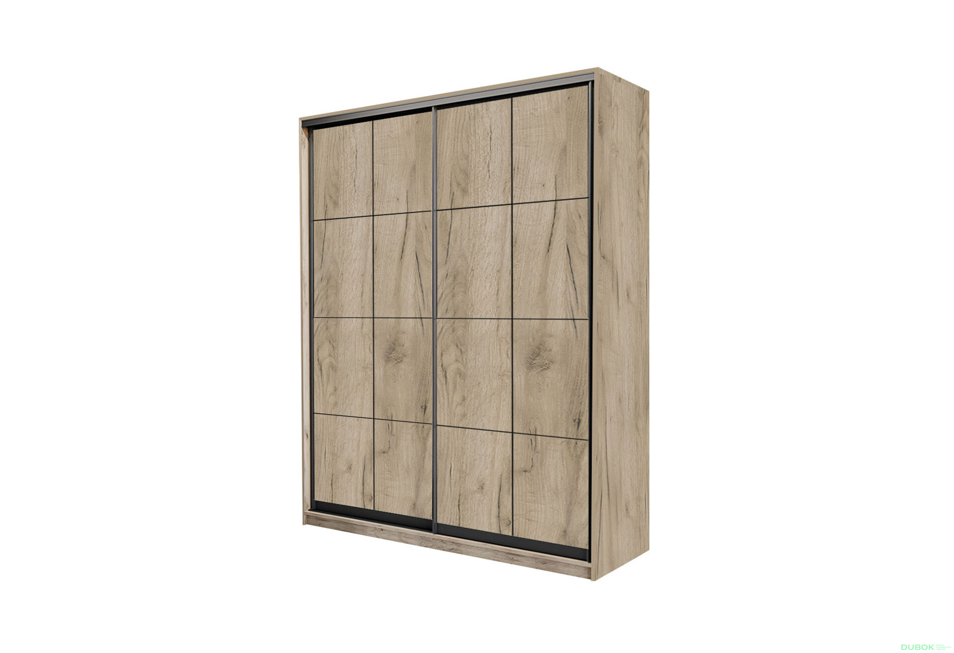 Fotografie 1 - Skříň 2D Loft 1500x600x2400, 2 DTD Lines BL, Dub kraft šedý