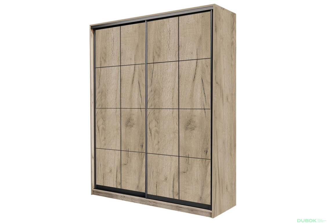 Skříň 2D Loft 1500x600x2400, 2 DTD Lines BL, Dub kraft šedý