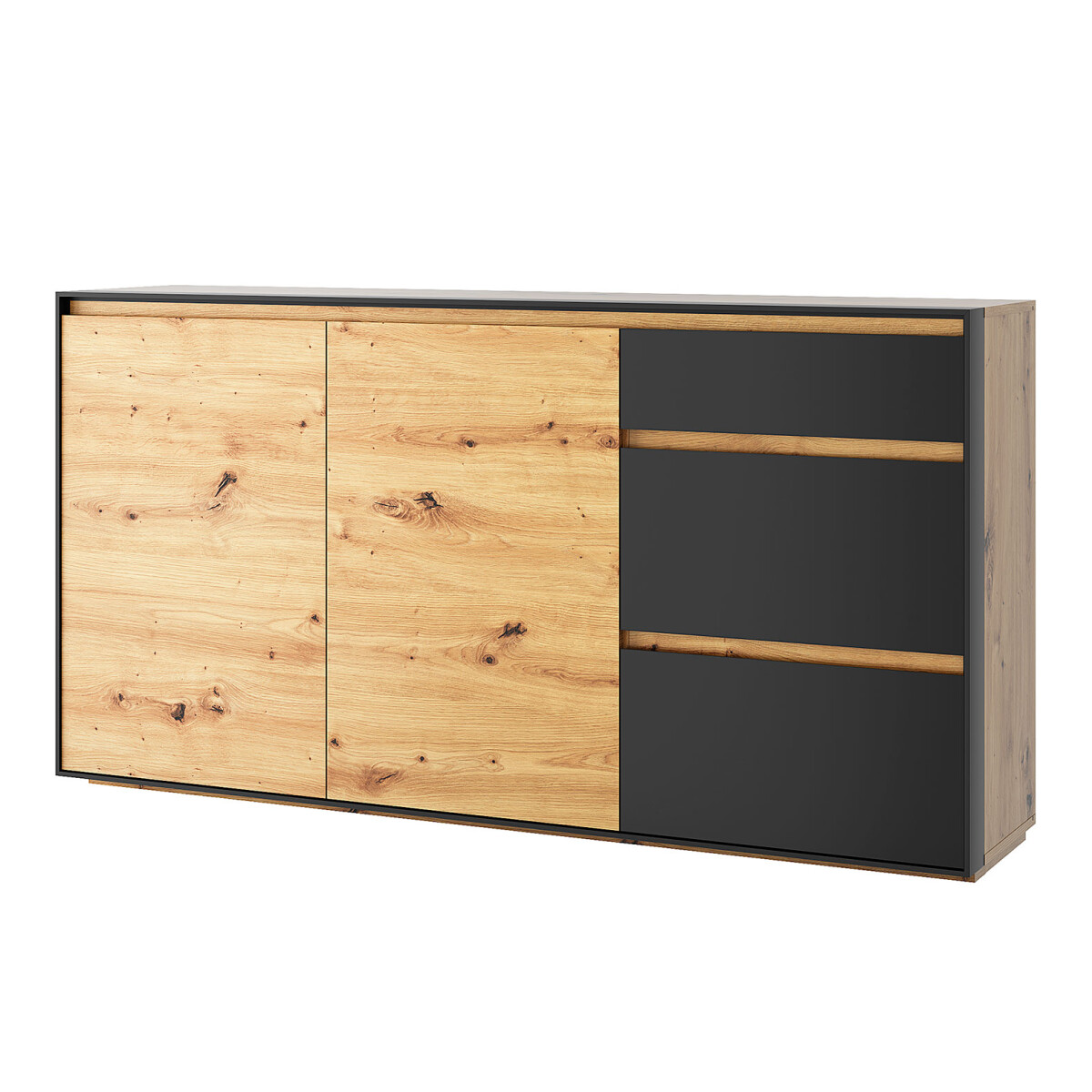 

Komoda 2d3s dub artisan / černý Bosco
