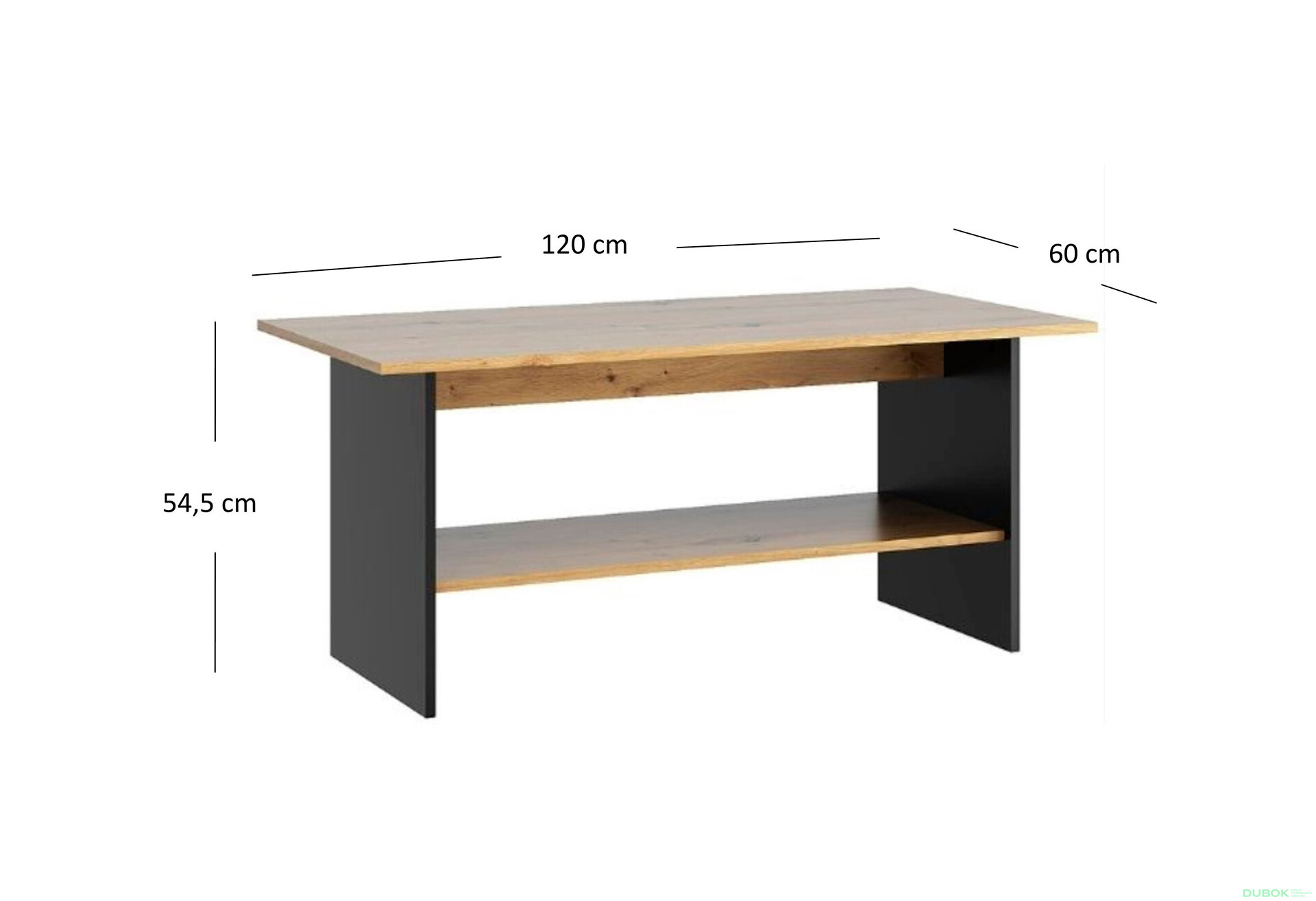 Konferenční stolek 120 dub artisan / černý Bosco - Fotografie 2 Fotografie 2 - Konferenční stolek 120 dub artisan / černý Bosco