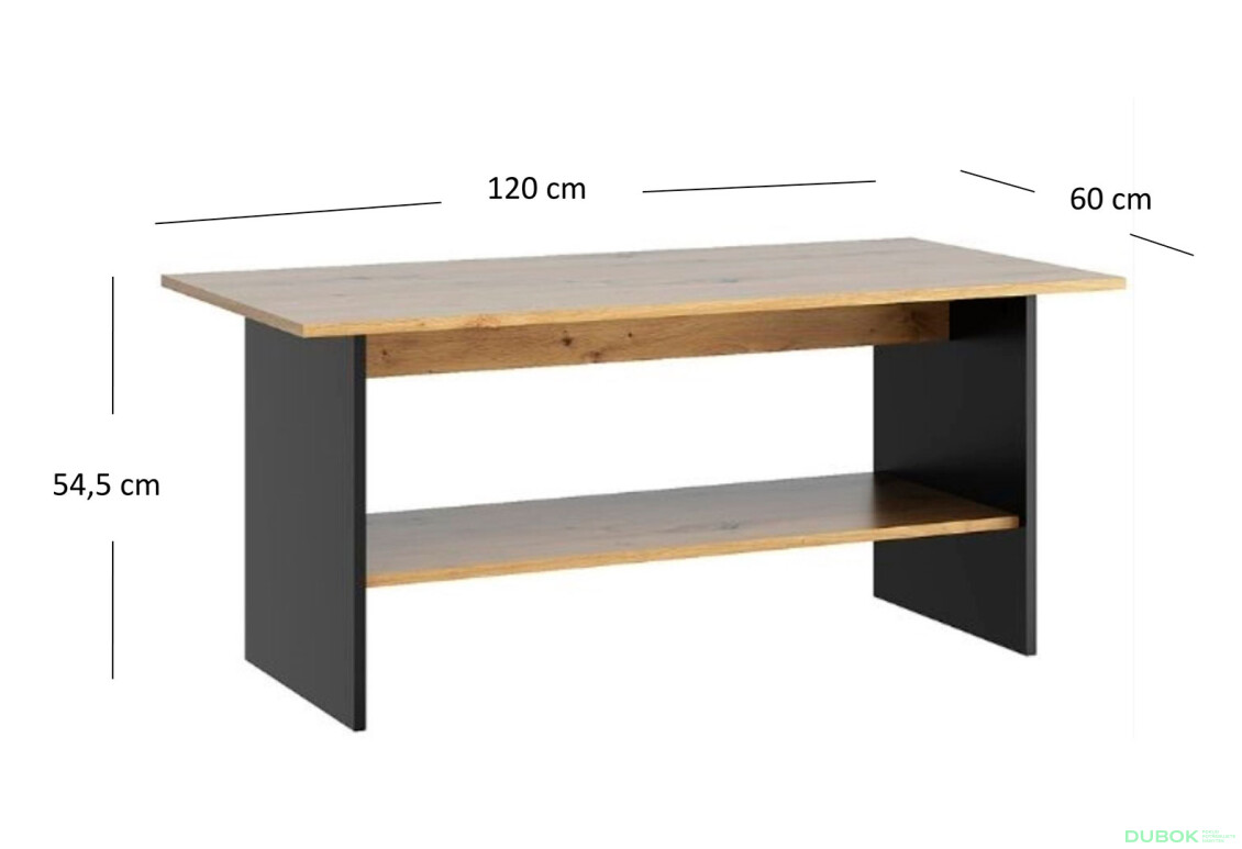 Konferenční stolek 120 dub artisan / černý Bosco - Fotografie 2 Fotografie 2 - Konferenční stolek 120 dub artisan / černý Bosco