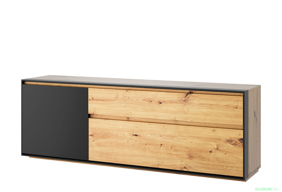 TV stolek 1d1s1k/165 dub artisan / černý Bosco