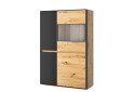 Vitrína nízká 3d1w dub artisan / černý Bosco - Fotografie 1 Fotografie 1 - Vitrína nízká 3d1w dub artisan / černý Bosco