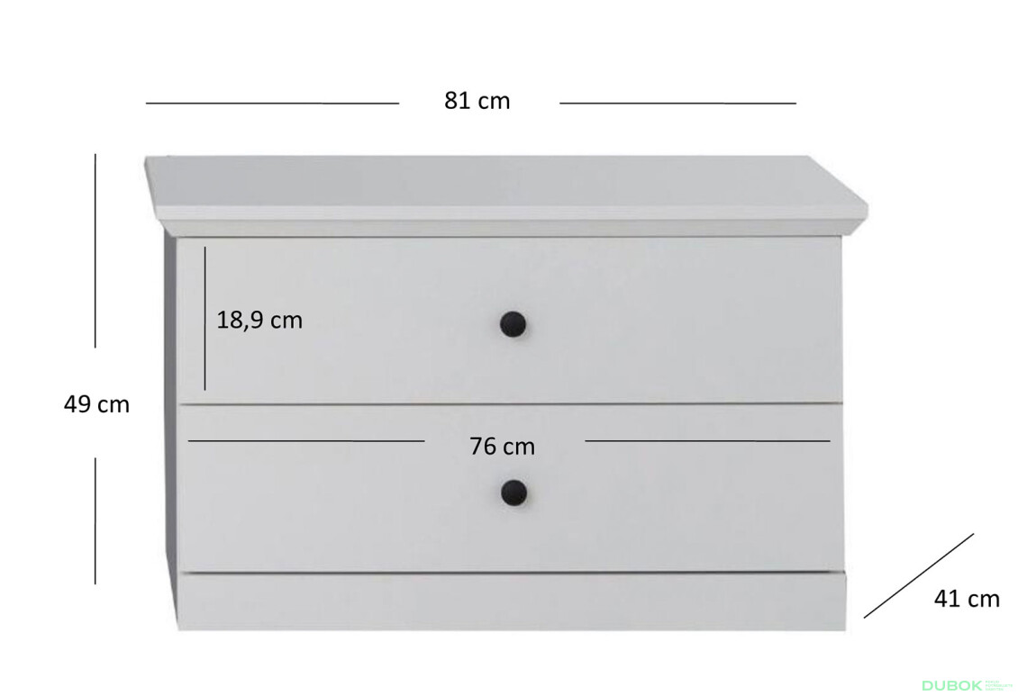 Komoda 2s bílá Brandson - Fotografie 2 Fotografie 2 - Komoda 2s bílá Brandson