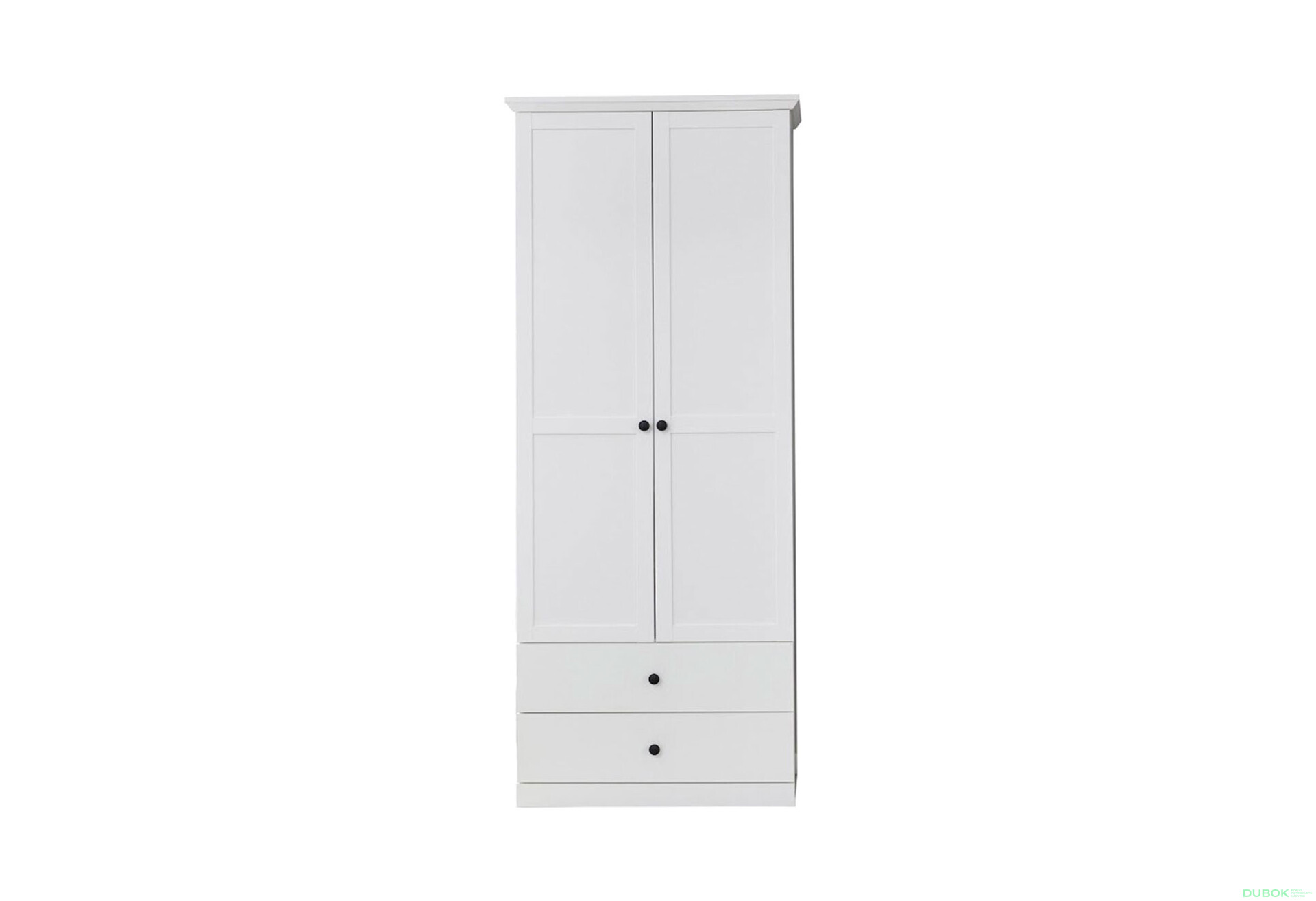 Fotografie 1 - Skříň dvoudveřová se 2 zásuvkami Brandson 81x196x41 cm Bílá