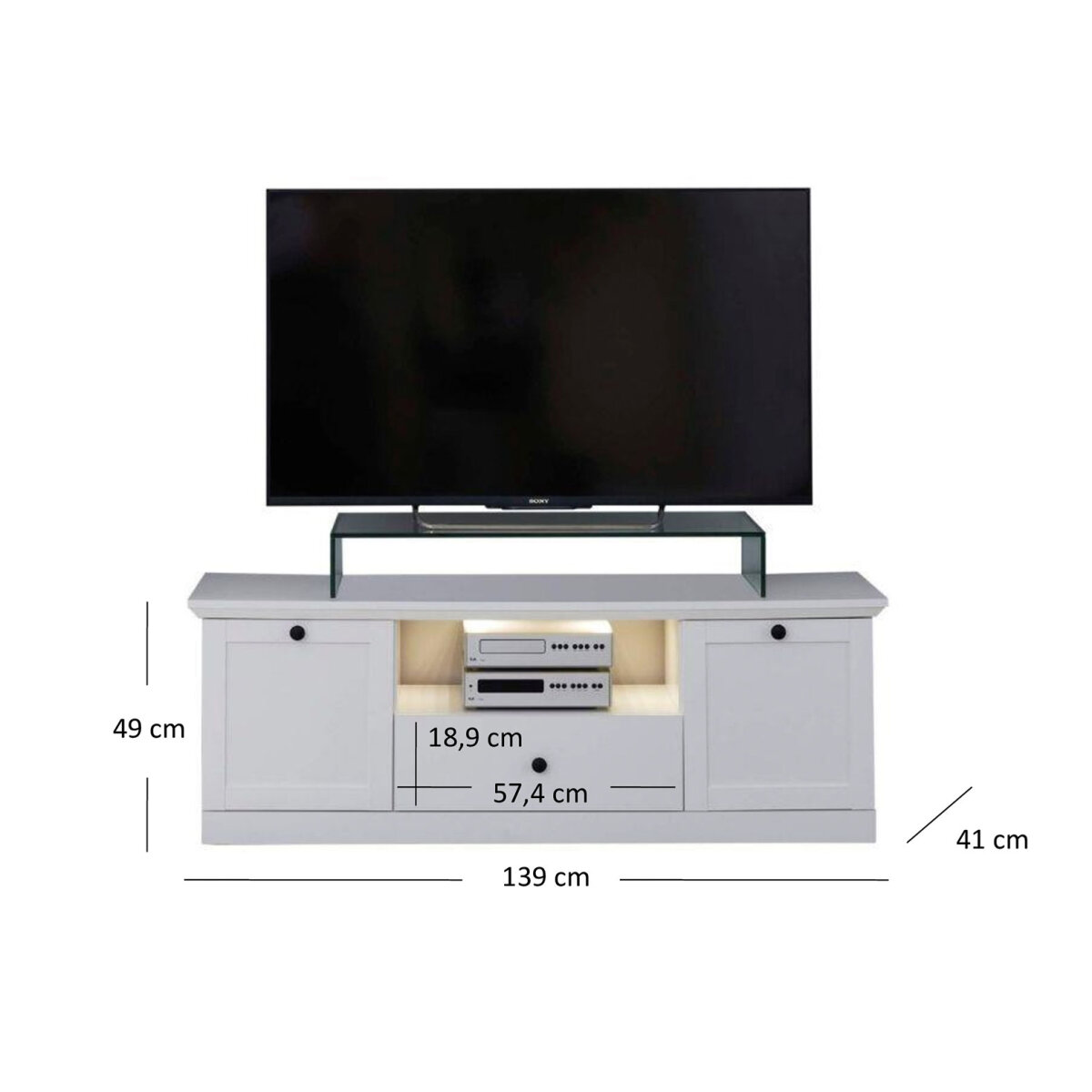 TV stolek 2d1s/140 bílý Brandson (obrázek 3)