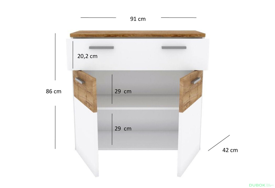 Komoda 2d1s dub craft tmavý / bílý Candy - Fotografie 3 Fotografie 3 - Komoda 2d1s dub craft tmavý / bílý Candy