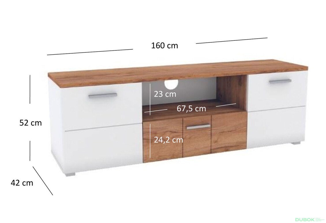 Fotografie 2 - TV stolek 2d1s dub craft tmavý / bílý Candy