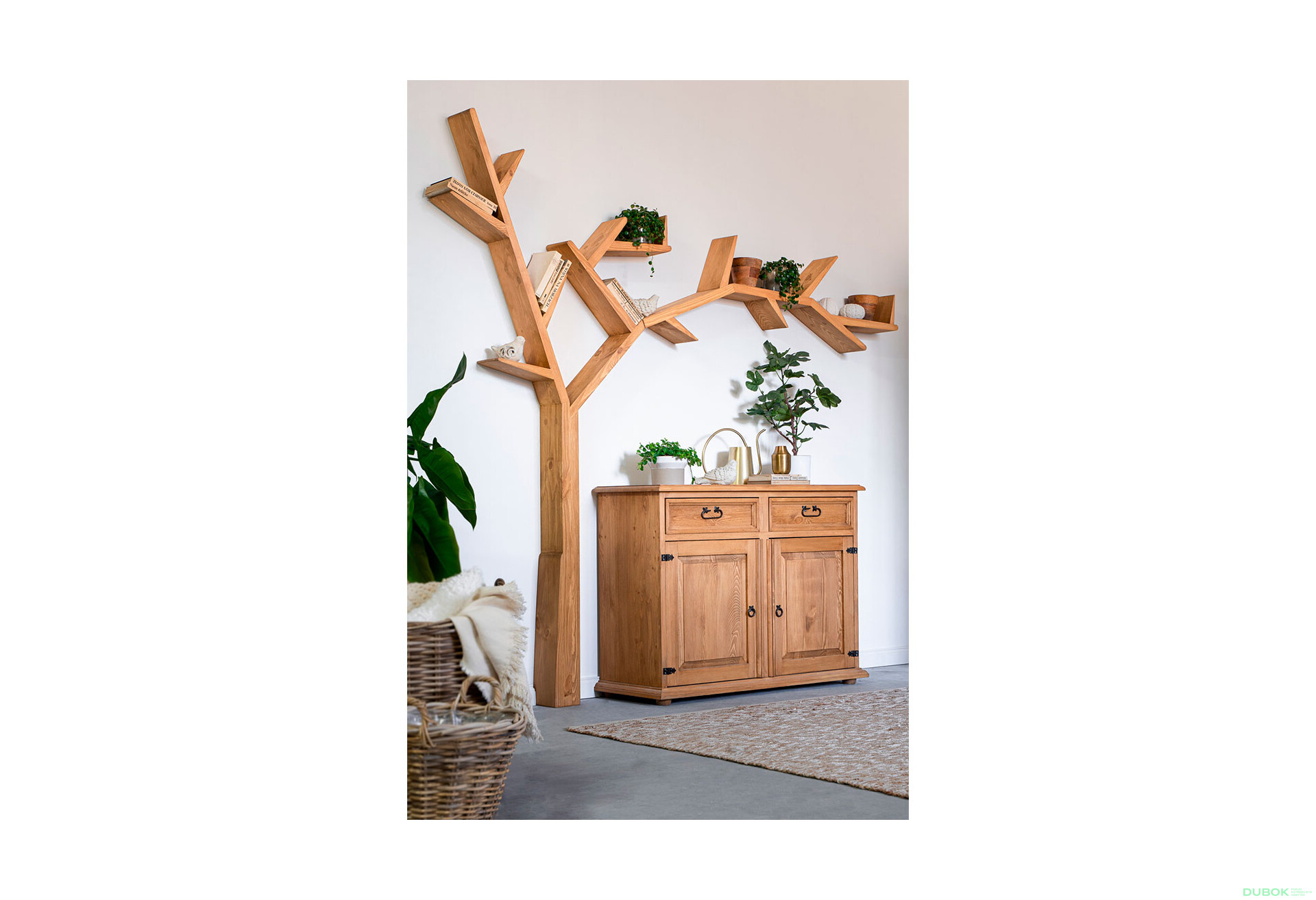 Nástěnná police ve tvaru stromu medová borovice Classic Wood - Fotografie 2 Fotografie 2 - Nástěnná police ve tvaru stromu medová borovice Classic Wood