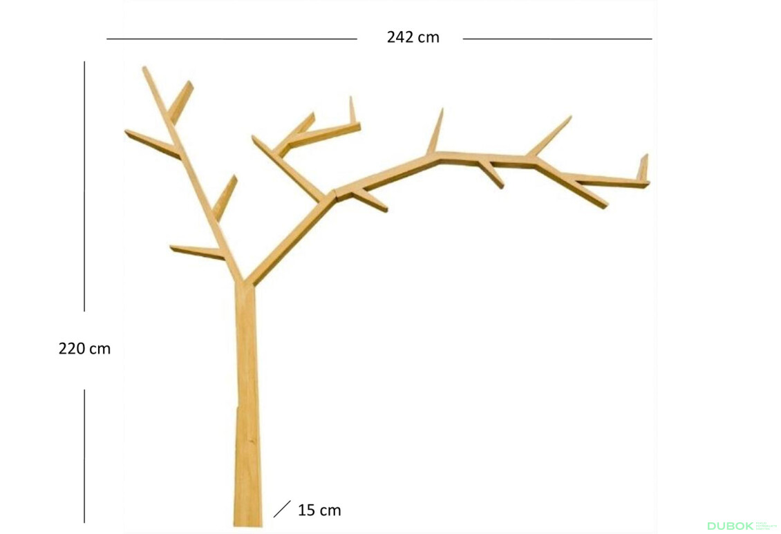 Nástěnná police ve tvaru stromu medová borovice Classic Wood - Fotografie 3 Fotografie 3 - Nástěnná police ve tvaru stromu medová borovice Classic Wood