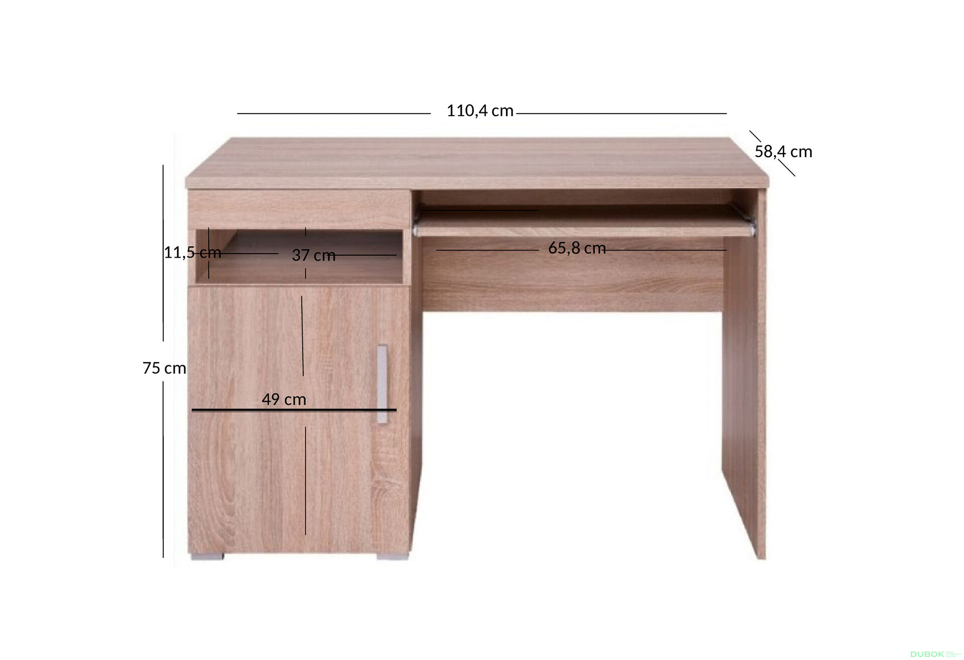 Psací stůl 1d1s/110 dub sonoma Damis - Fotografie 2 Fotografie 2 - Psací stůl 1d1s/110 dub sonoma Damis