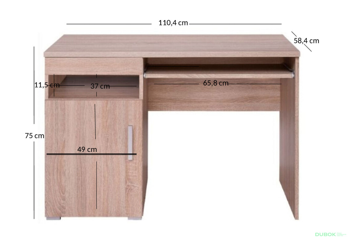 Psací stůl 1d1s/110 dub sonoma Damis - Fotografie 2 Fotografie 2 - Psací stůl 1d1s/110 dub sonoma Damis