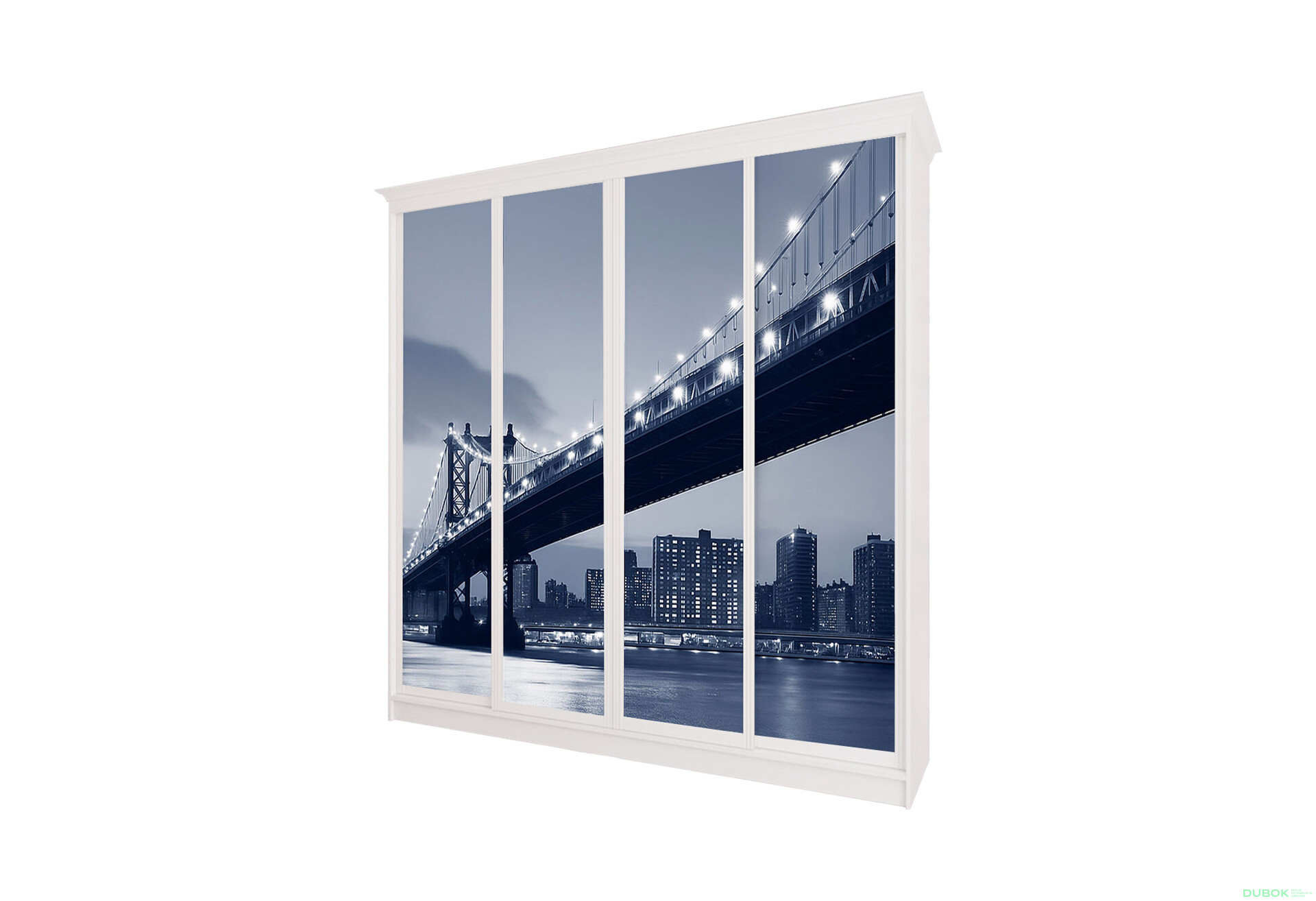 Fotografie 1 - Skříň Rim-Veneziano 4D 2.7 m bílá s římsou, fasádami Fototisk F786L/SL/SR/R