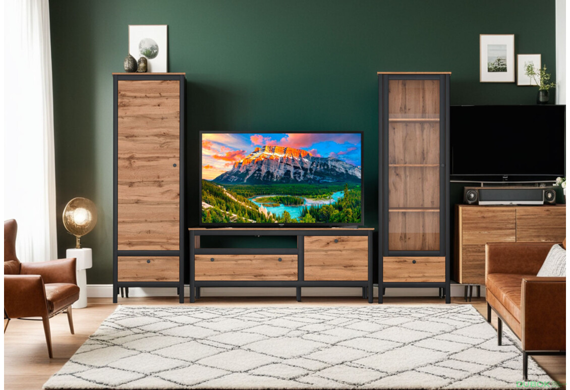 Obývací sestava 2.7 m dub wotan / černý Loft - Fotografie 3 Fotografie 3 - Obývací sestava 2.7 m dub wotan / černý Loft