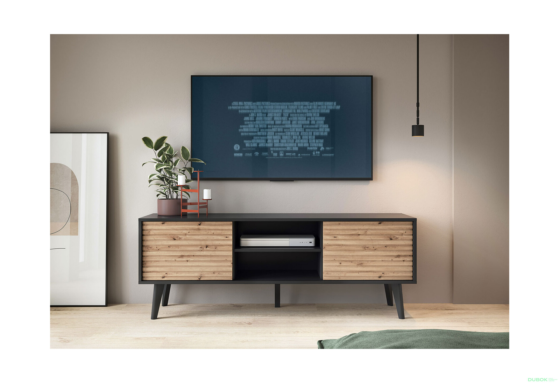 Fotografie 2 - TV stolek RTV154 dub artisan / černý Willow