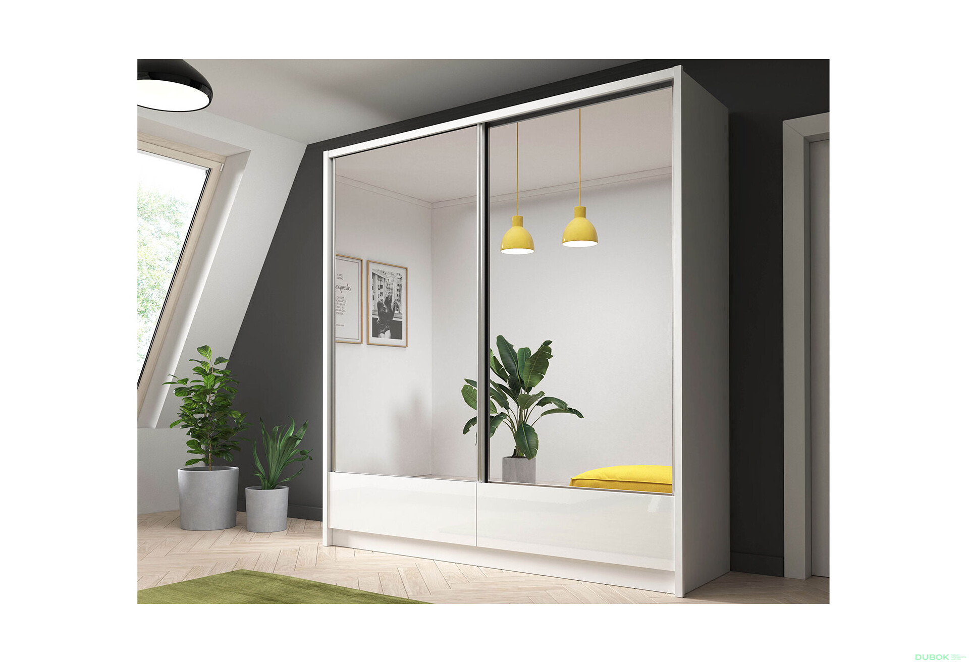 Fotografie 3 - Skříň Aria II 180 bílý / bílý lesk
