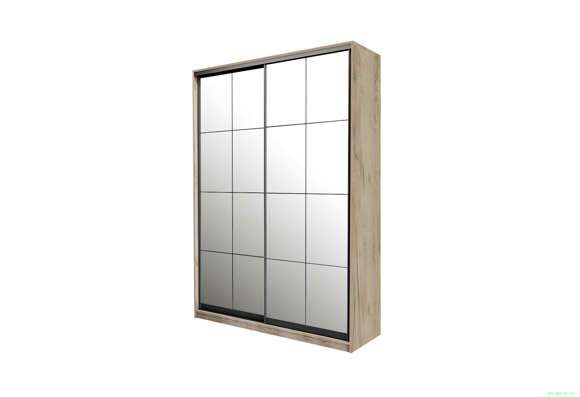 Fotografie 1 - Skříň s posuvnými dveřmi 2 zrcadla 120x240x60 cm Loft Lines BL Dub kraft šedý