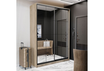 Skříň s posuvnými dveřmi 2 zrcadla 120x240x60 cm Loft Lines BL Dub kraft šedý