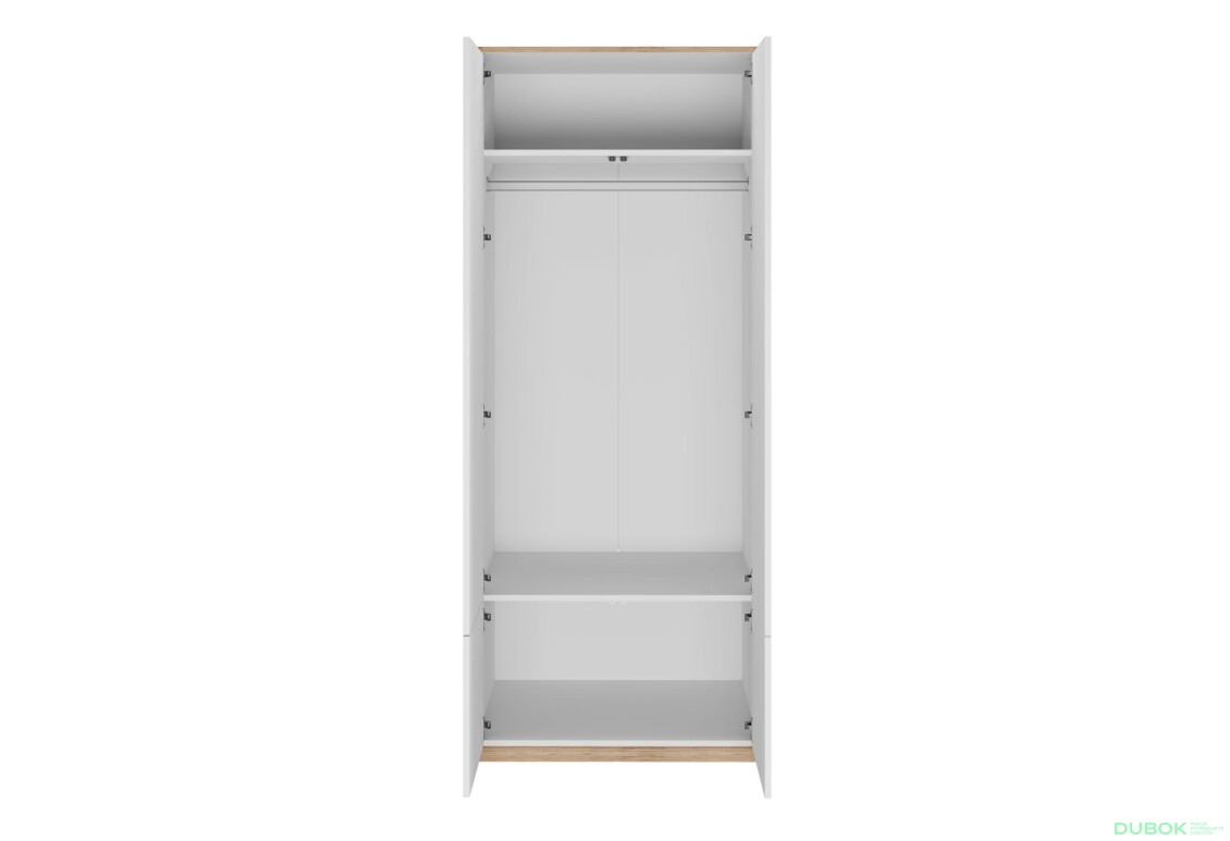 Skříň čtyřdveřová Complex 80x196x58 cm Bílá - Fotografie 3 Fotografie 3 - Skříň čtyřdveřová Complex 80x196x58 cm Bílá