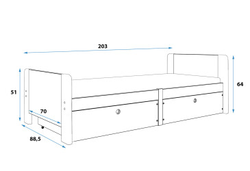 Postel Arek bílé + zásuvka 80x200 cm s roštem, matrací