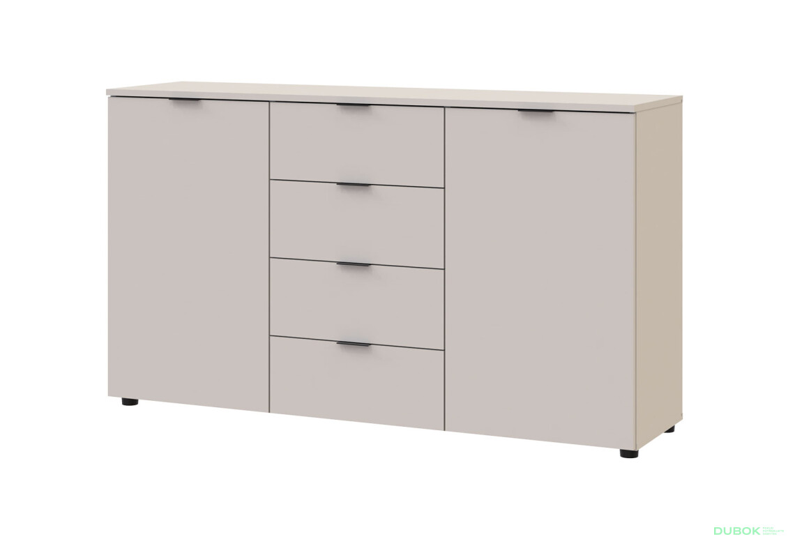 Komoda s dvířky a 4 zásuvkami Ron 5 140 cm kašmír