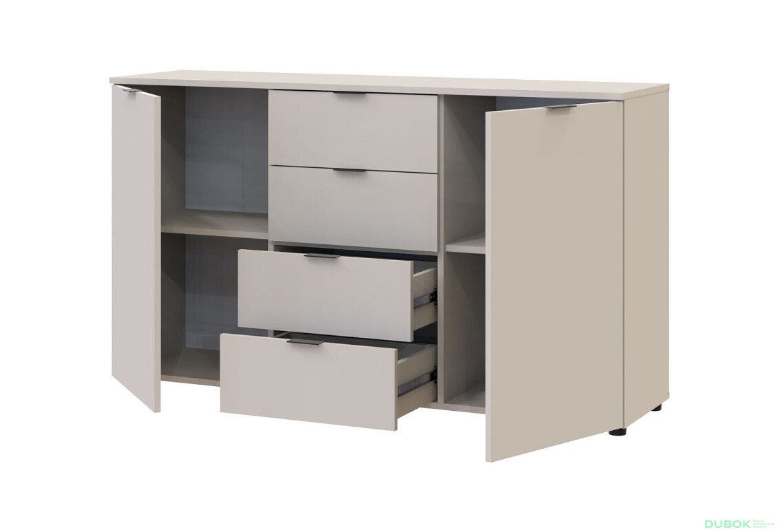 Komoda s dvířky a 4 zásuvkami Ron 5 140 cm kašmír