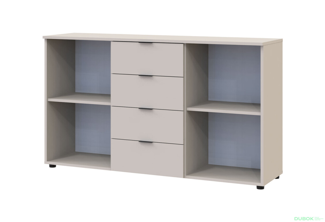 Fotografie 6 - Komoda s dvířky a 4 zásuvkami Ron 5 140 cm kašmír