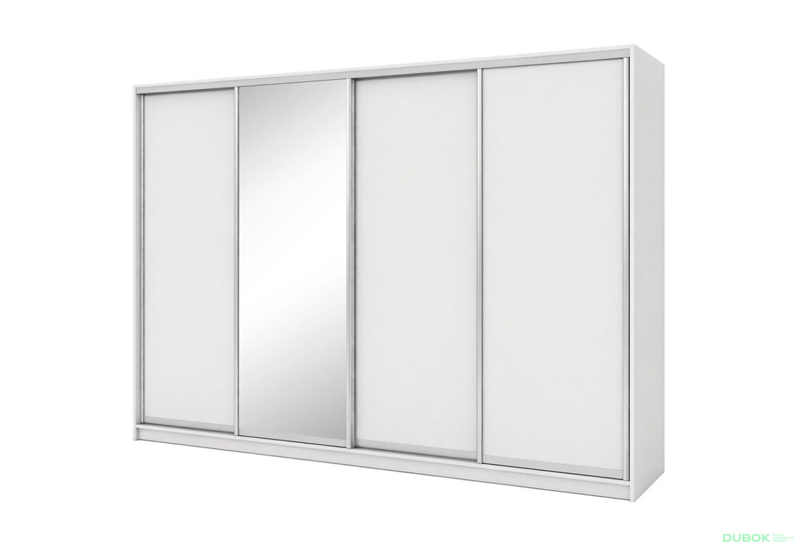 Skříň s posuvnými dveřmi 2200x3000x600 3LTD 1 zrcadlo nymphaea alba, profil stříbrný