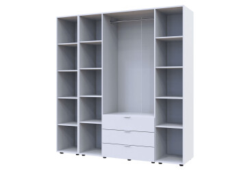 Skříň čtyřdveřová s regálem Gelar 193.2 cm Bílá