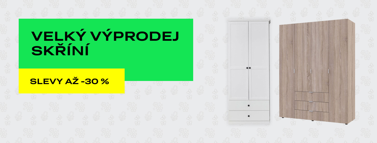 Velký výprodej skříní. Slevy až -30 % — akce a slevy na nábytek v eshopu Dubok.cz